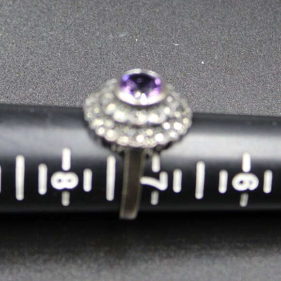 Amethyst and Marcasite Cocktail Ring - TCW 1.76 - Picture 5 of 6
